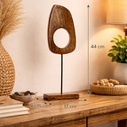 Decoración Abstracta de Madera Natural y Metal 44 cm