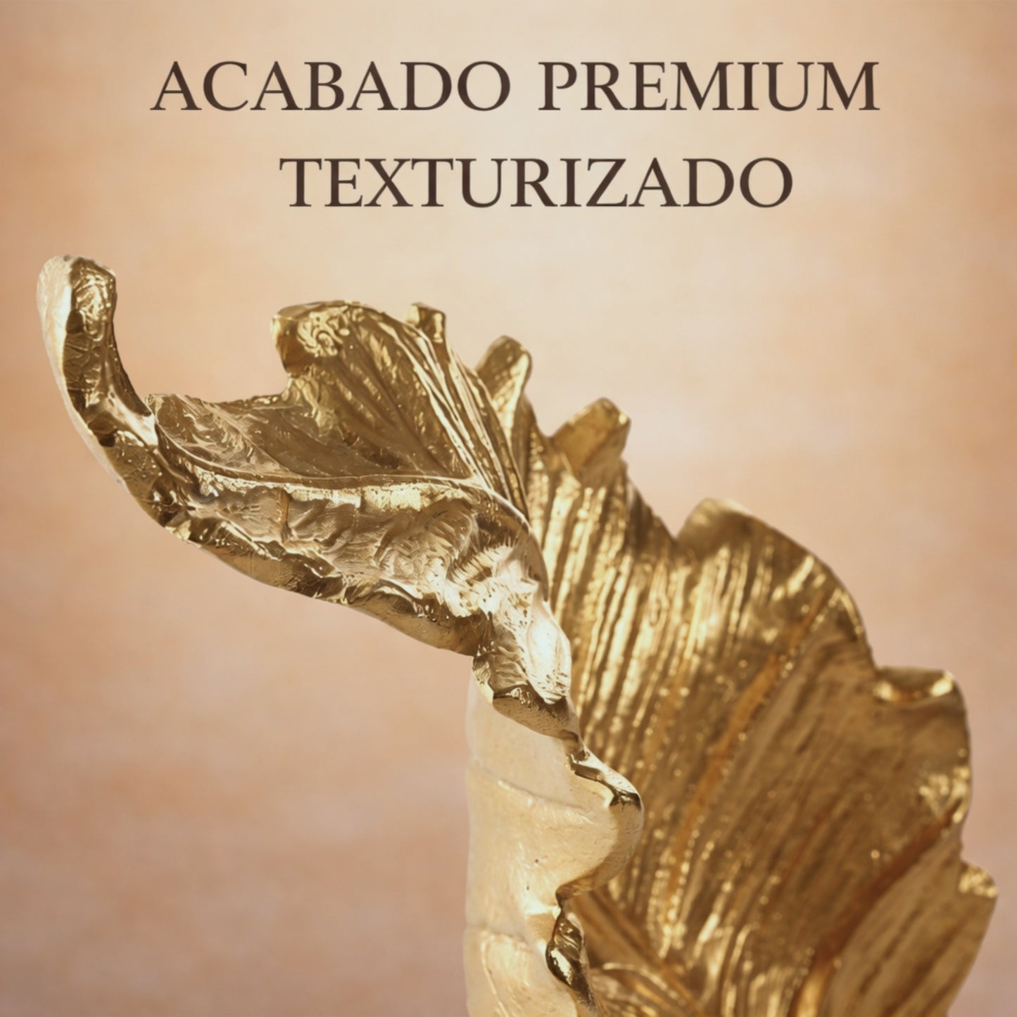 Hoja Decorativa de Aluminio Dorado con Mármol 22 cm
