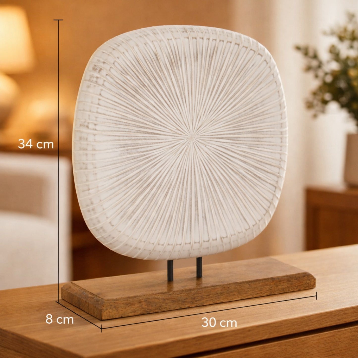 Figura Decorativa Blanca de Madera de Mango 34 cm