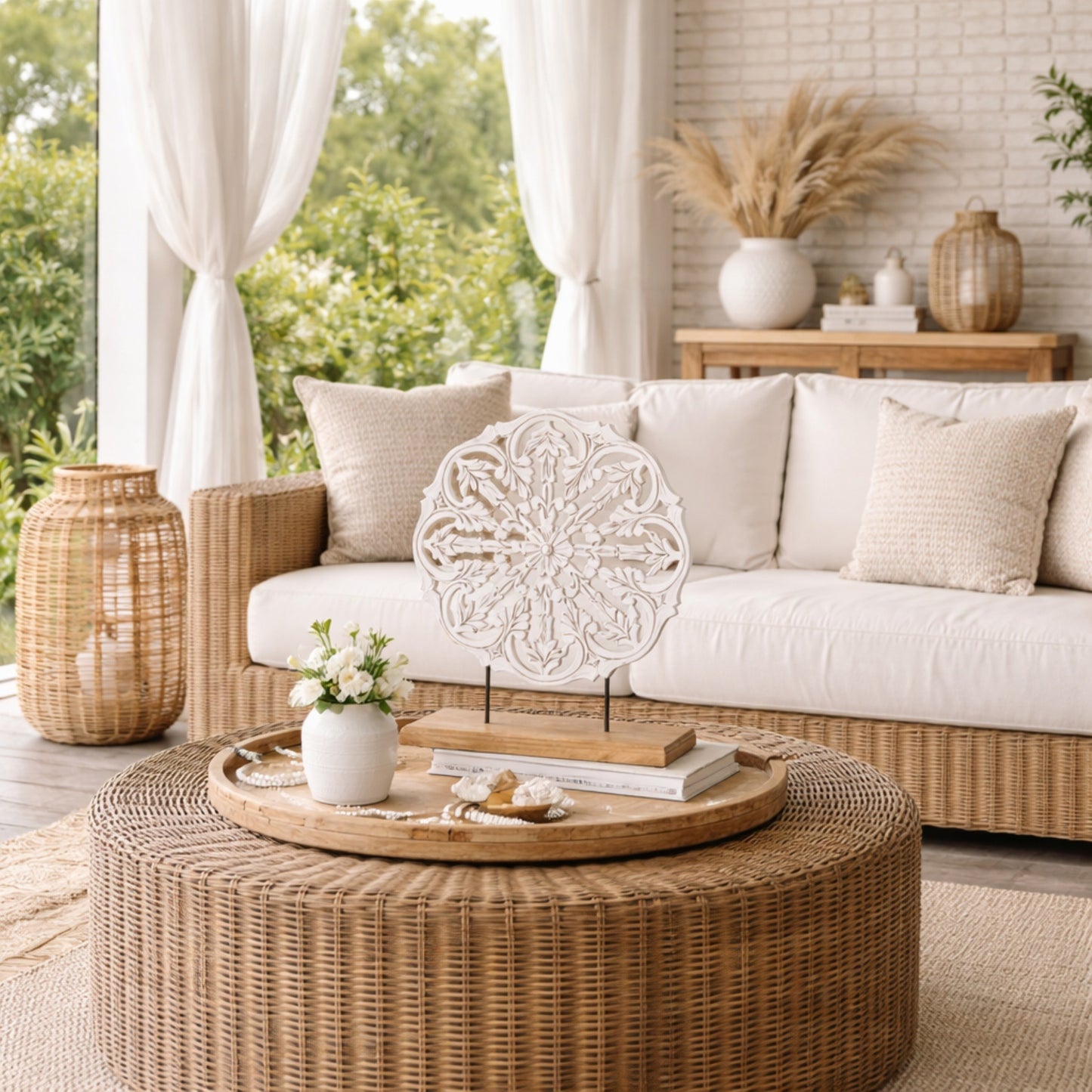 Escultura Decorativa Blanca Elegante de Mango 46 cm