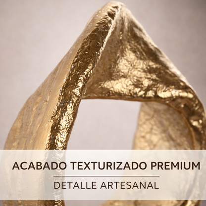 Decoración Abstracta Dorada de Aluminio y Mármol 20 cm