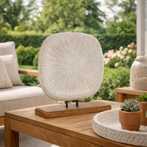 Figura Decorativa Blanca de Madera de Mango 34 cm