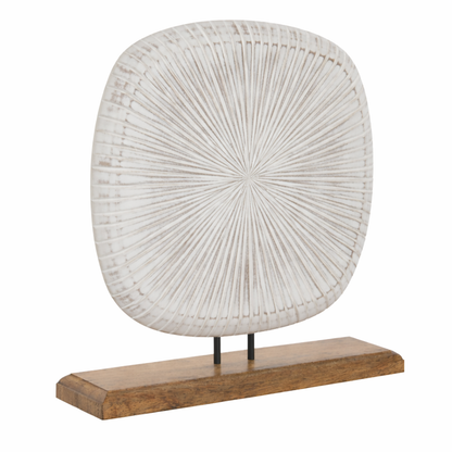Figura Decorativa Blanca de Madera de Mango 34 cm