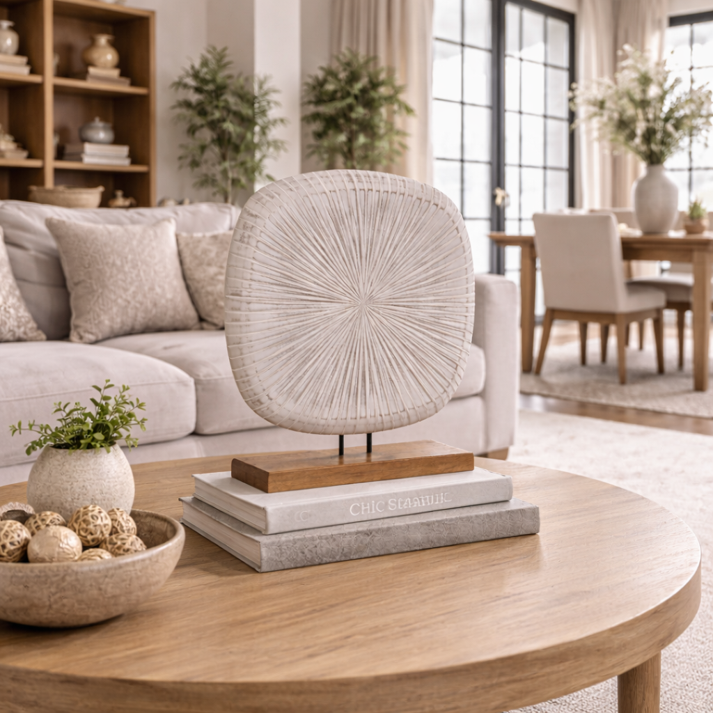 Figura Decorativa Blanca de Madera de Mango 34 cm