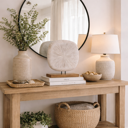 Figura Decorativa Blanca de Madera de Mango 34 cm