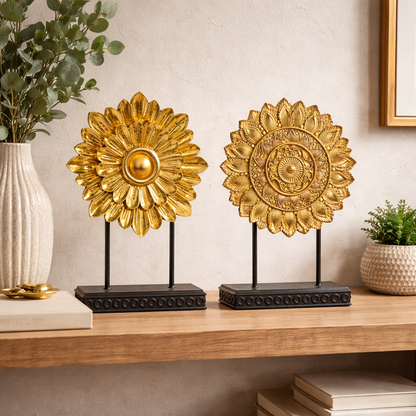Figuras Decorativas Circulares Doradas 34 cm