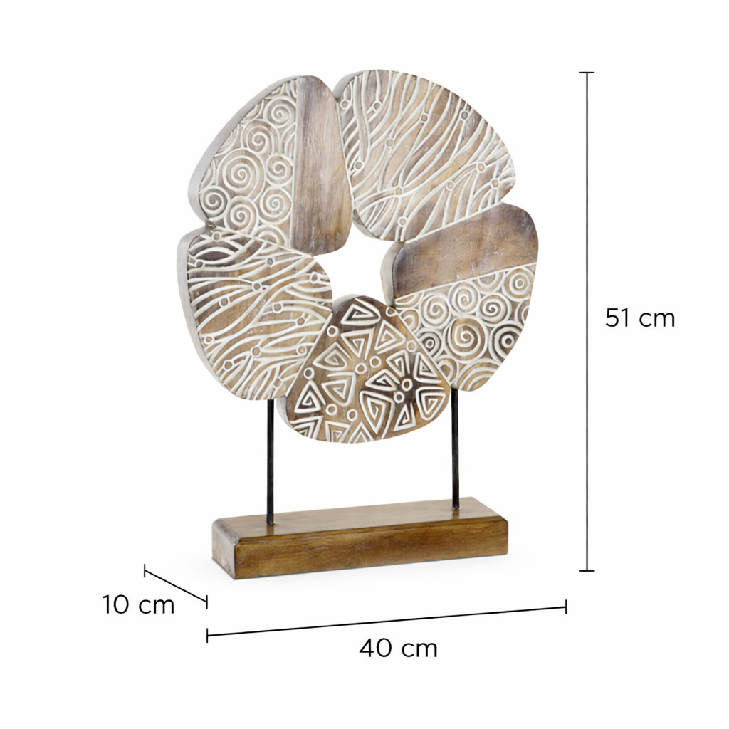 Figura Abstracta de Madera y Hierro para Salón 51 cm