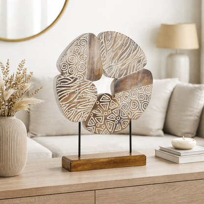 Figura Abstracta de Madera y Hierro para Salón 51 cm