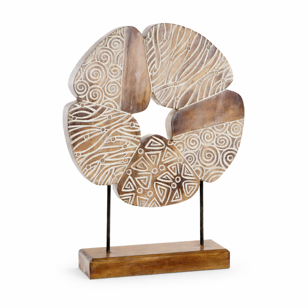 Figura Abstracta de Madera y Hierro para Salón 51 cm