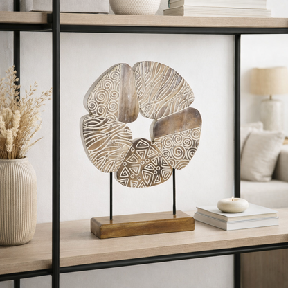 Figura Abstracta de Madera y Hierro para Salón 51 cm