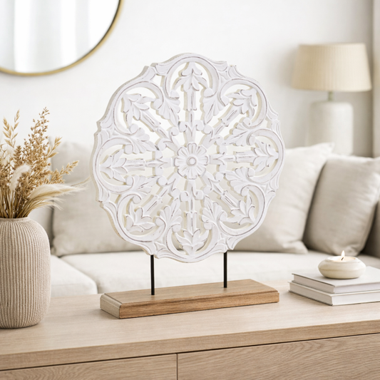 Escultura Decorativa Blanca Elegante de Mango 46 cm