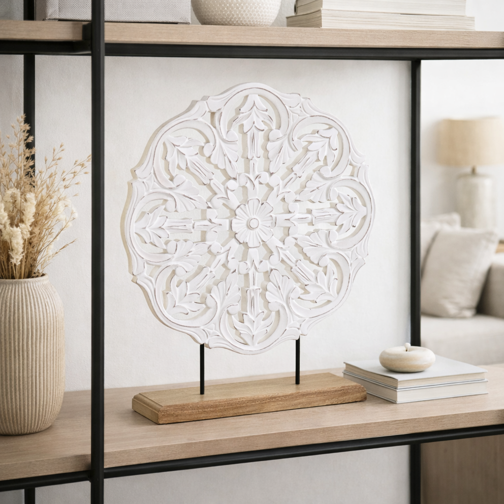 Escultura Decorativa Blanca Elegante de Mango 46 cm