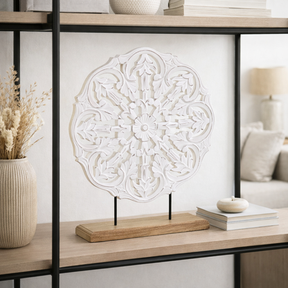 Escultura Decorativa Blanca Elegante de Mango 46 cm