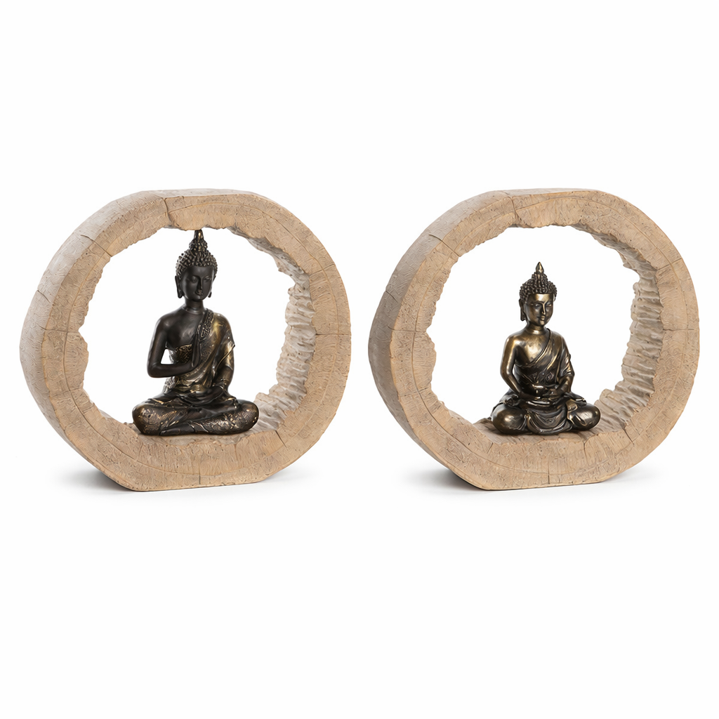 Pack 2 Esculturas Buda Decorativas Estilo Zen