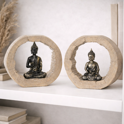 Pack 2 Esculturas Buda Decorativas Estilo Zen