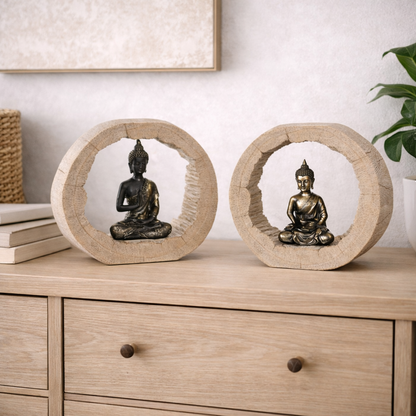Pack 2 Esculturas Buda Decorativas Estilo Zen