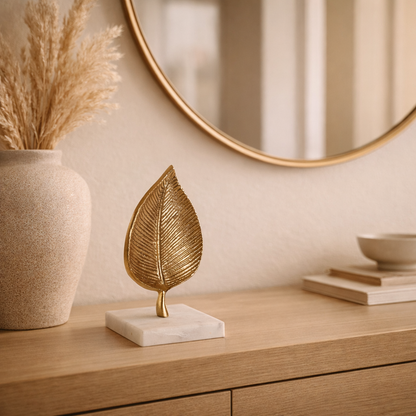 Hoja Dorada Decorativa con Mármol 20,5 cm – Pack o Unidad