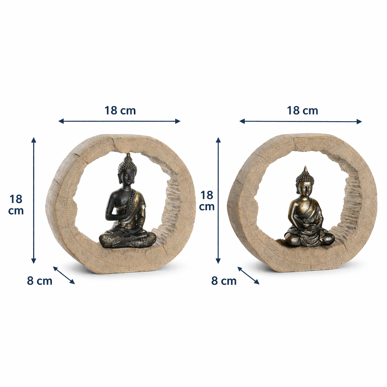 Pack 2 Esculturas Buda Decorativas Estilo Zen