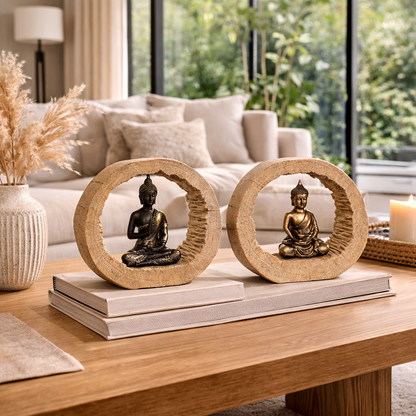 Pack 2 Esculturas Buda Decorativas Estilo Zen