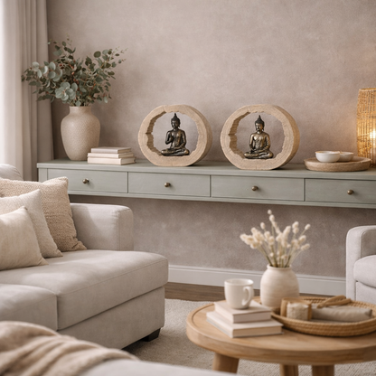 Pack 2 Esculturas Buda Decorativas Estilo Zen
