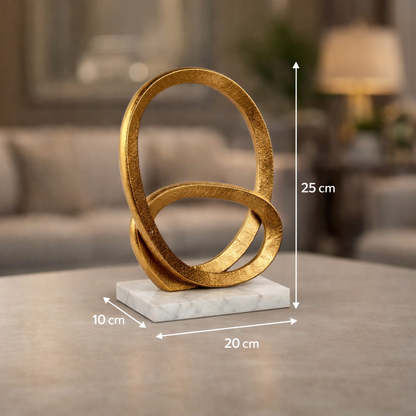 Escultura Decorativa de Aluminio Dorado con Mármol 25 cm