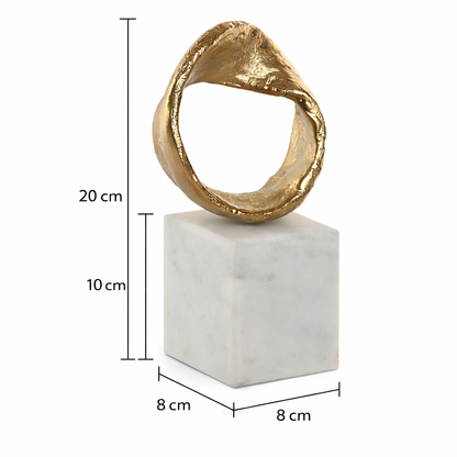 Decoración Abstracta Dorada de Aluminio y Mármol 20 cm