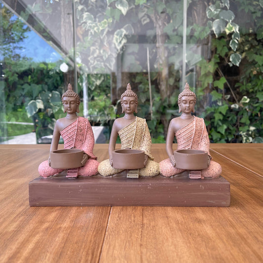 PORTAVELA RESINA 28X8,5X17 3 VELAS BUDA